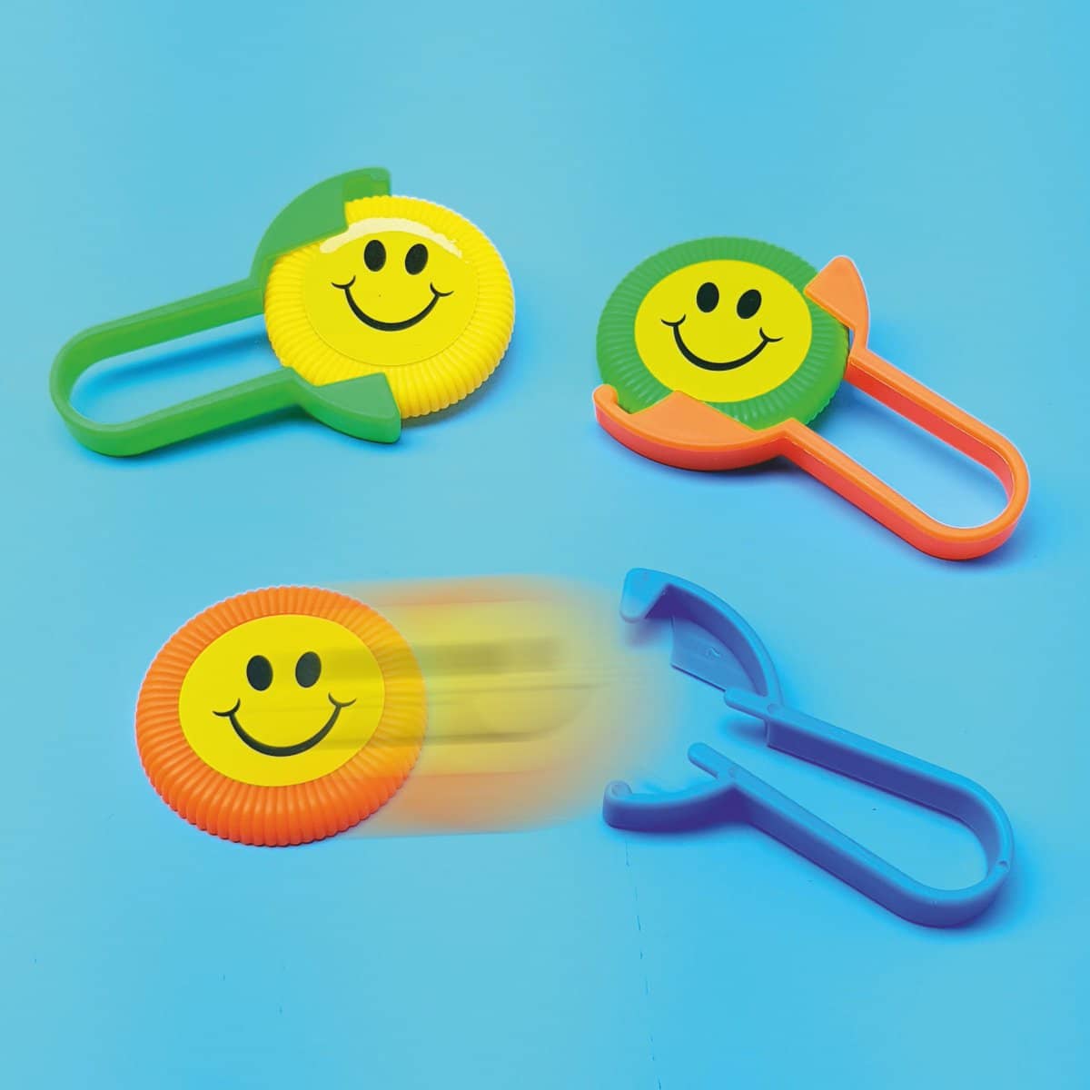 Smiley-Shooter Emoji-Wurfscheibe mit Abschussvorrichtung Spaß