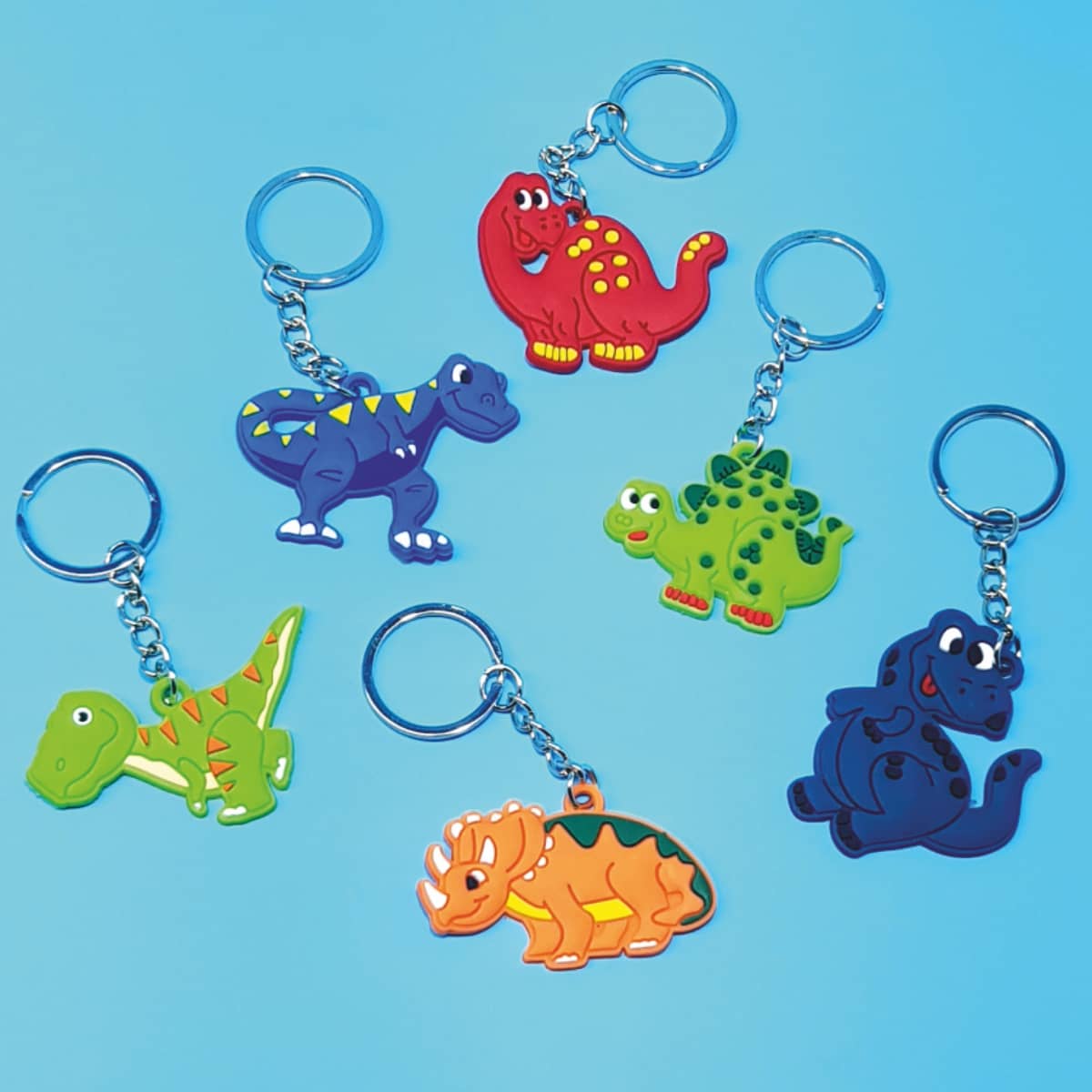 Schlüsselanhänger Dino Schlüsselbund mit Dinosaurier-Motiven praktischer Alltagshelfer