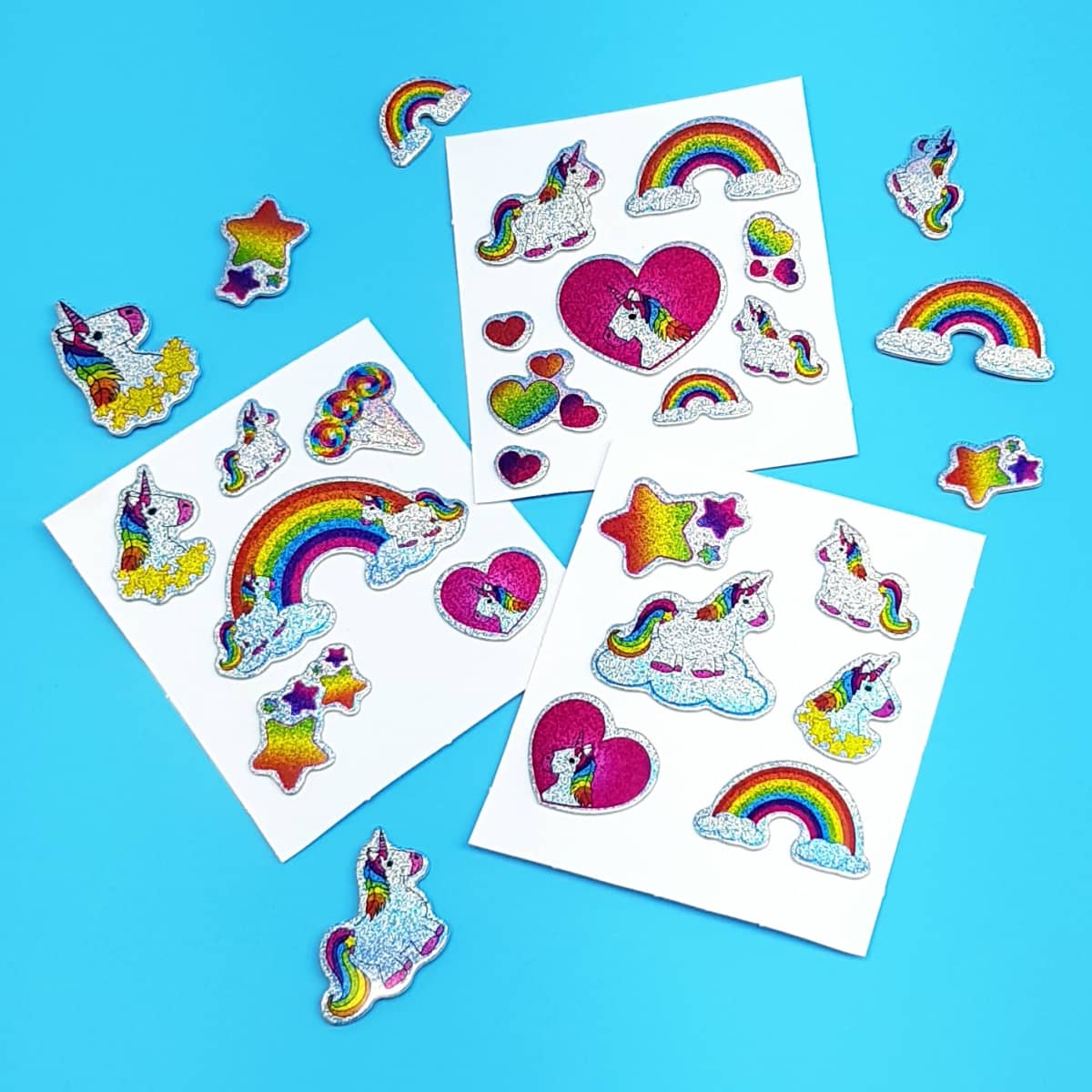 Sticker Einhorn Aufkleber mit fantasievollen Fabel-Motiven aus einer Fantasy-World