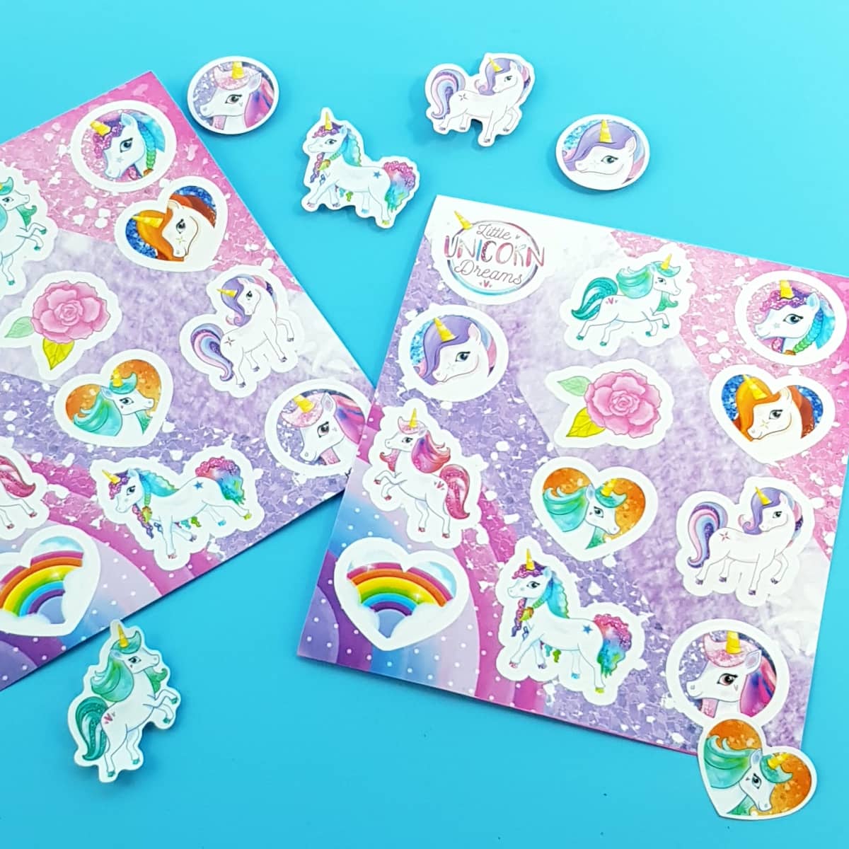 Aufkleber zum Sammeln mit fantasievollen Regenbogen und Mystic-Motiven