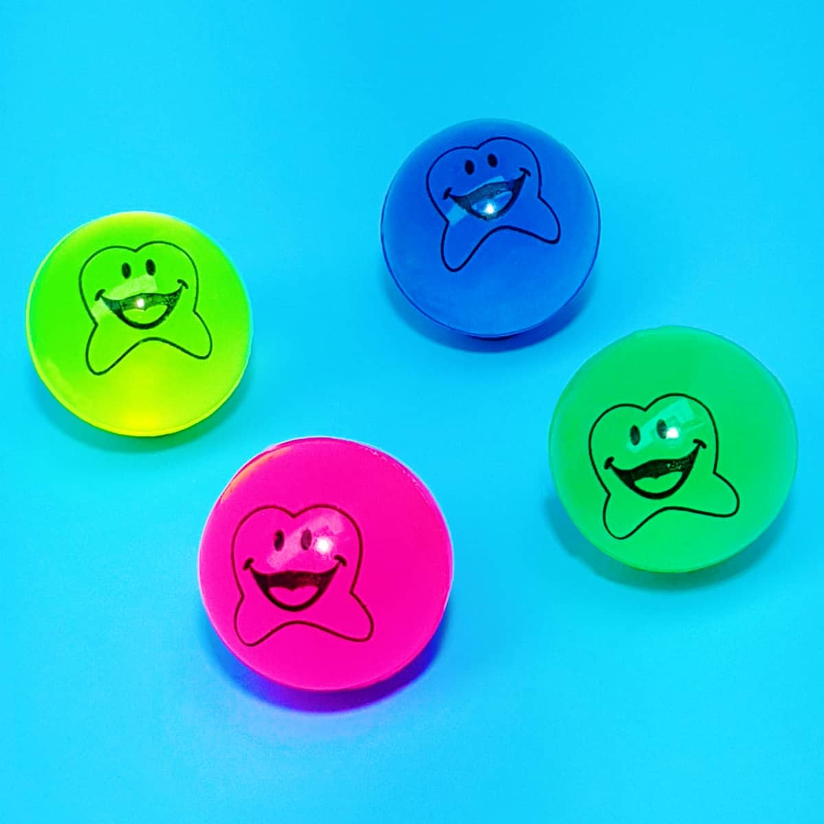Neon Flummis Zahnmotiv
