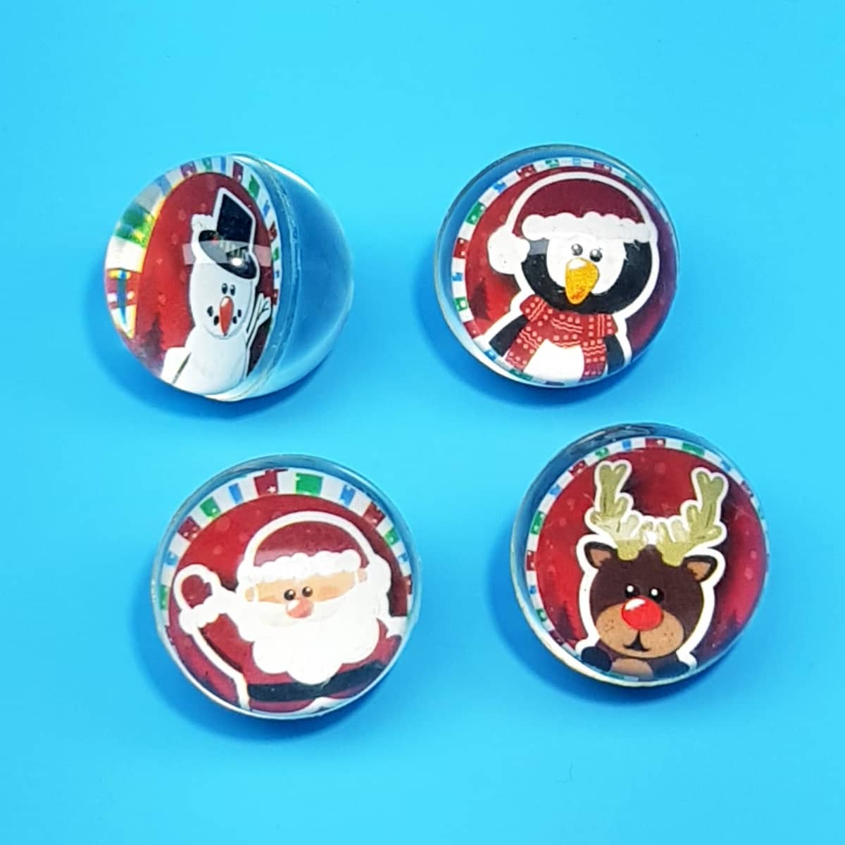 Flummis Weihnachten Springbälle mit winterlichen Motiven transparent