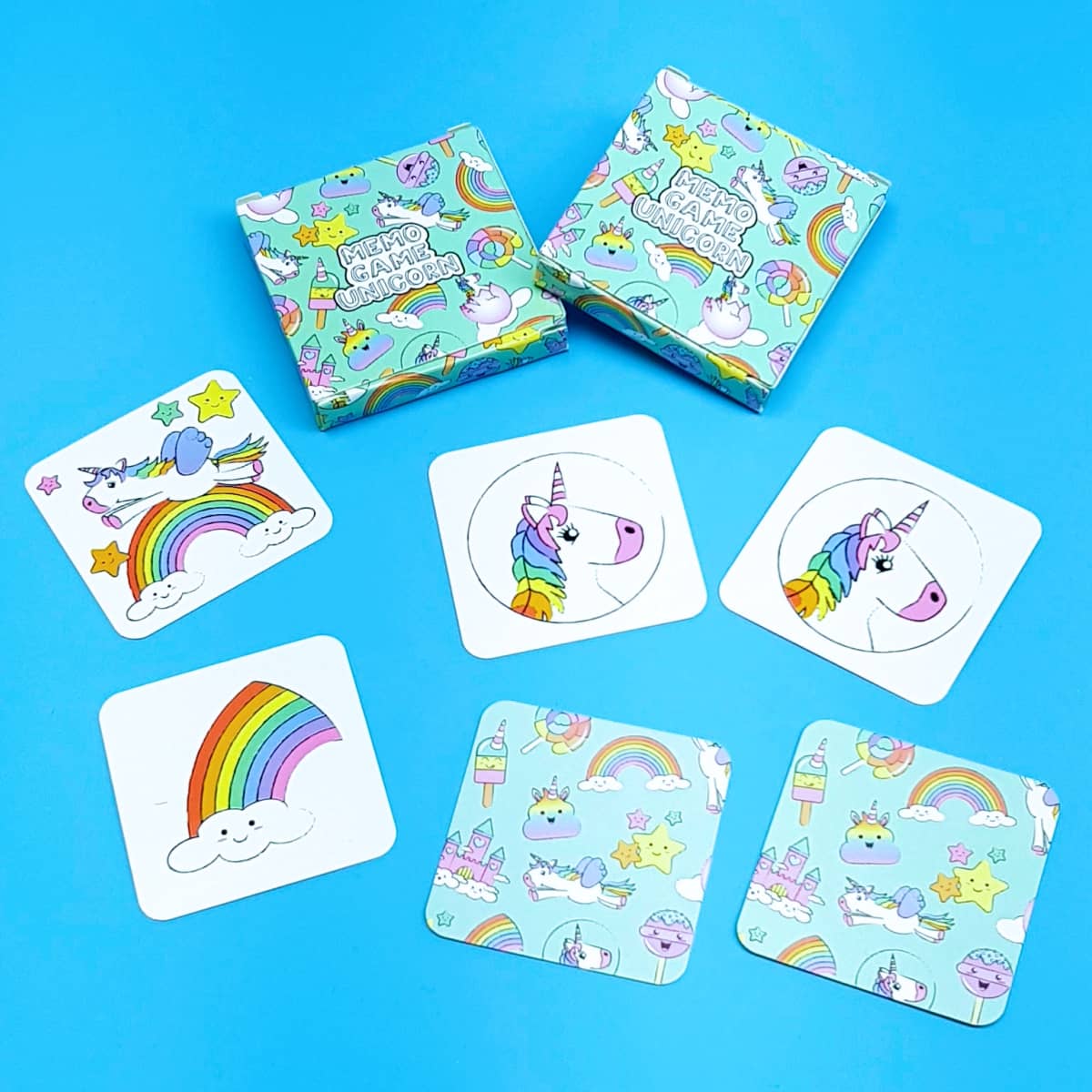 Memo-Spiel Einhorn Memory mit Fantasy-Einhörnern nachhaltiger Kinderzugabeartikel