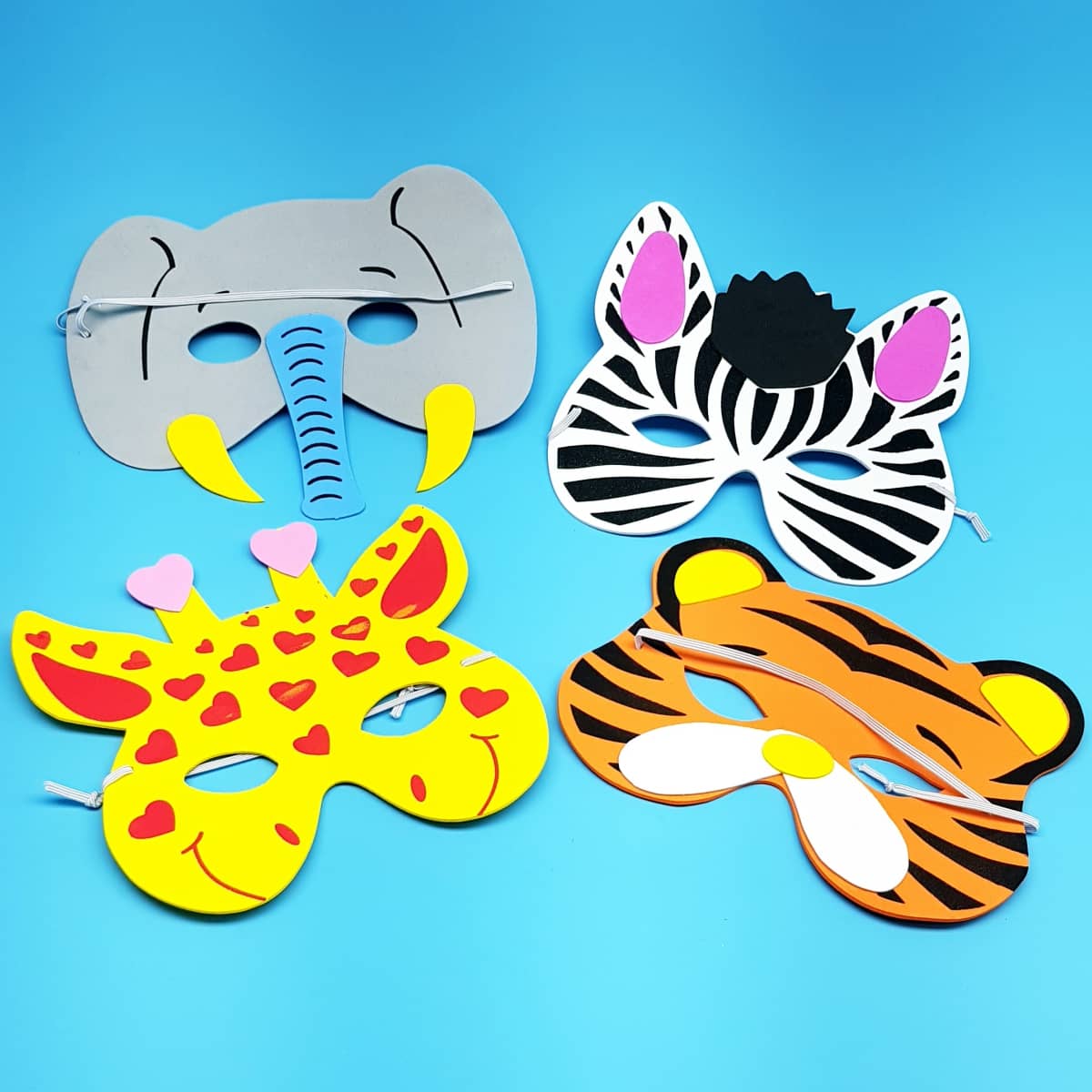 bunte Schaumstoff-Tiermasken für Kinder