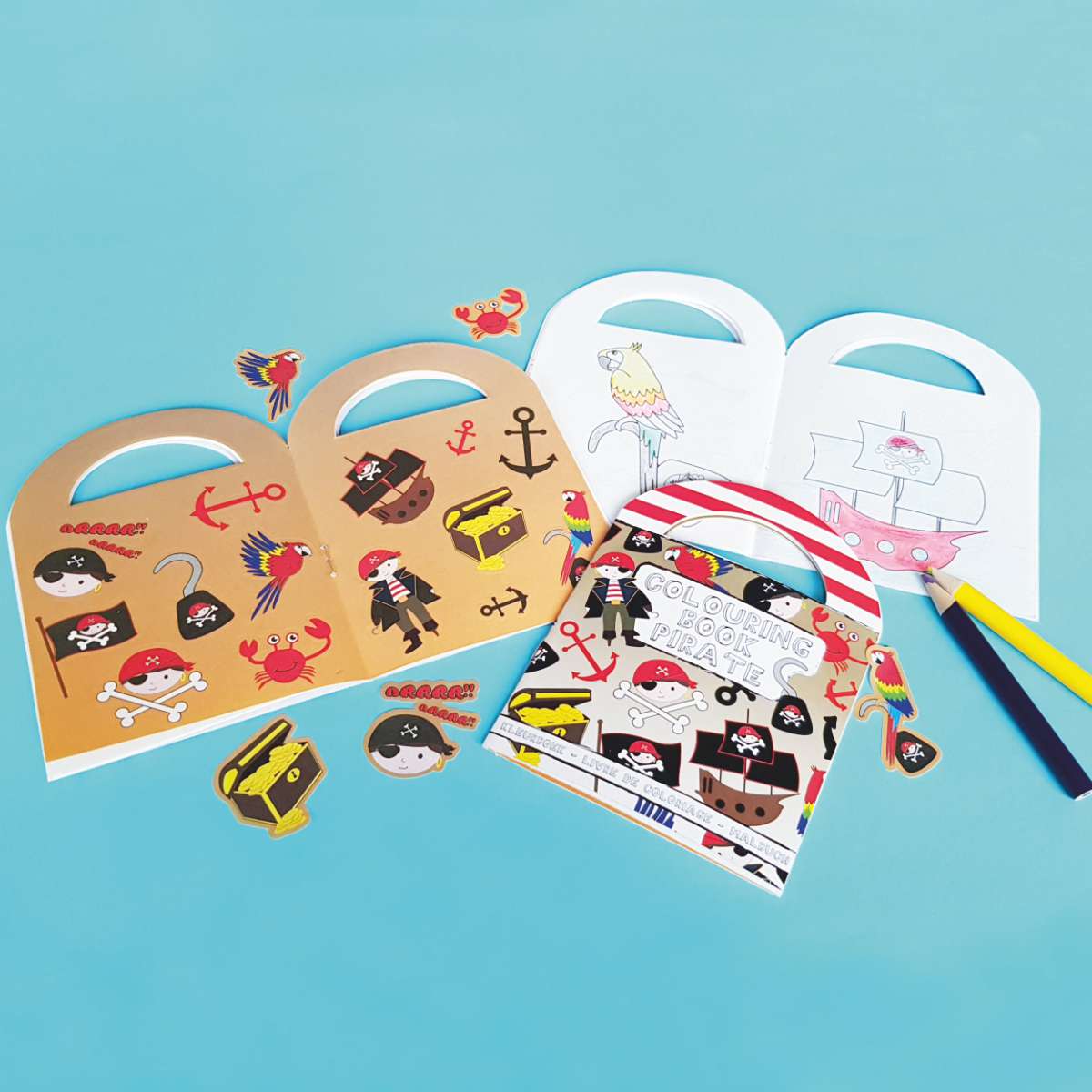 Ausmalbücher mit Aufklebern Piraten