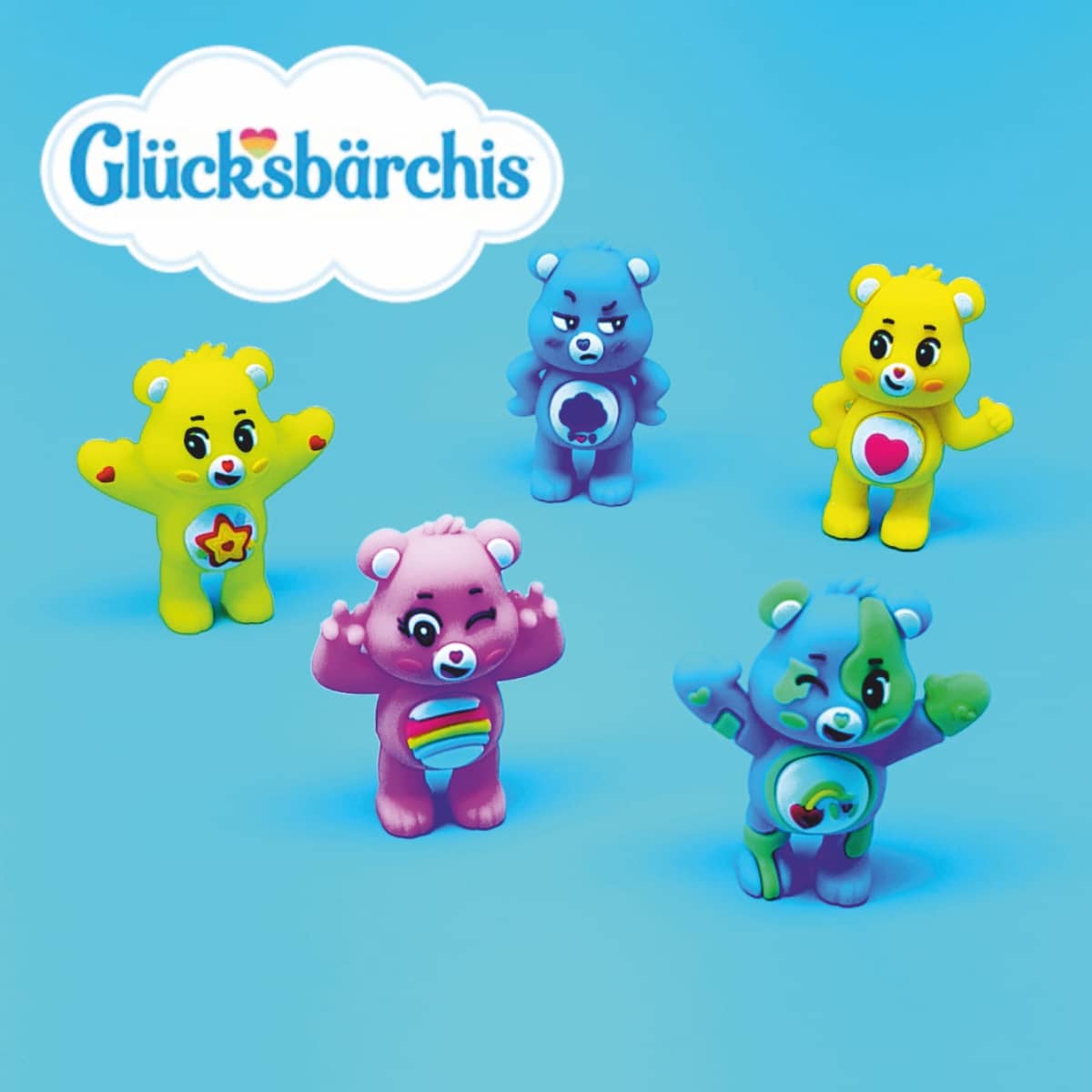 Glücksbärchis Sammelfiguren Spielzeugfiguren Original Linzenware aus berühmter Fernsehserie für Kinder
